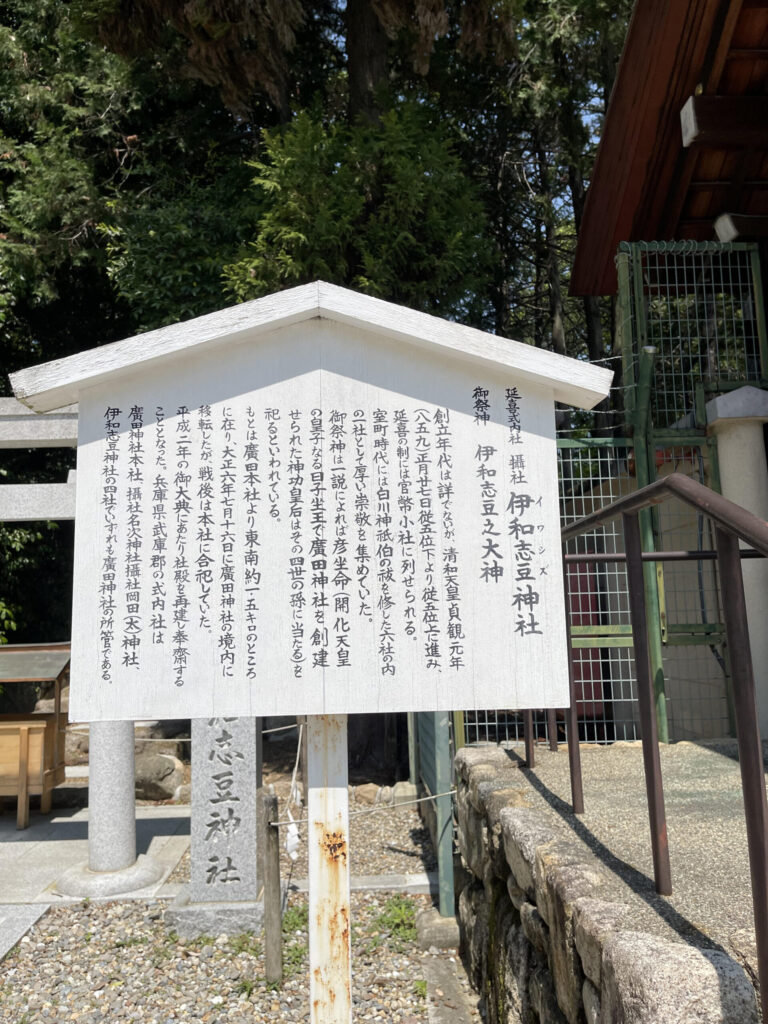 Signboard at Iwashizu Shrine (subsidiary shrine)